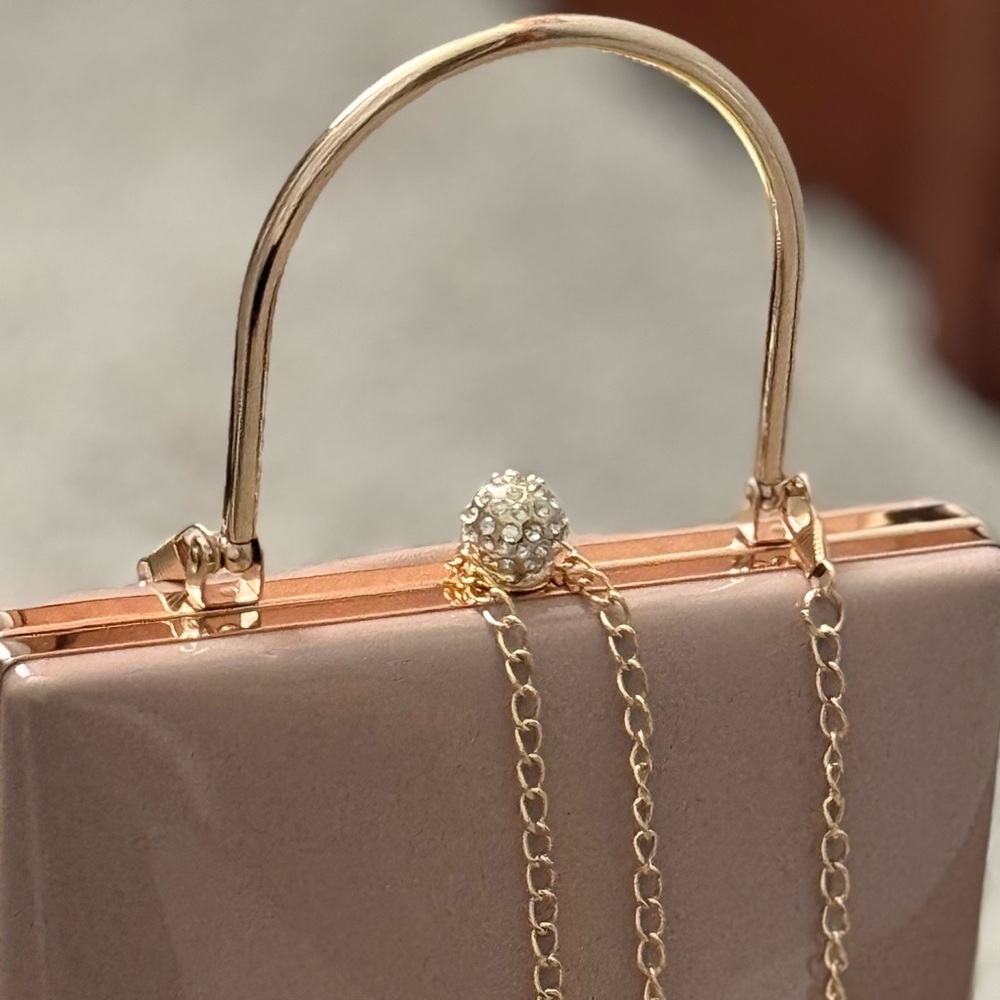 Elegant Rose Gold and Tan Women's Handbag - Picture 3 of 9
